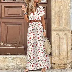 2025 Bohemian printed dress beach holiday dress