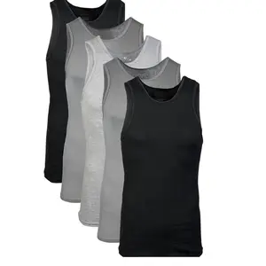 ZMIKS Men's Classic Ribbed A-Shirts 5 Pack Premium Breathable Cotton Tank Multipack for Everyday Comfort and Durability