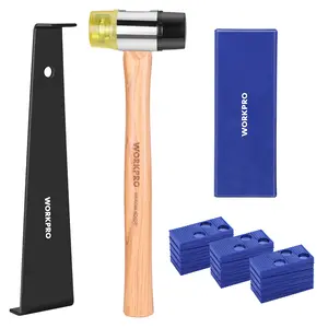 WORKPRO Laminate Wood Flooring Installation Kit with Reinforced Double-Faced Mallet, Heavy Duty Pull Bar, Tapping Block and 30-Piece Spacers Included,Multicolor