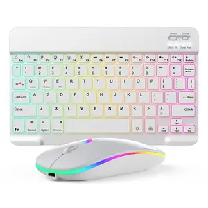 iPad/Tablet/Laptop Bluetooth Keyboard Mouse Set – Compact Slim Multicolor, Portable for Office & Home