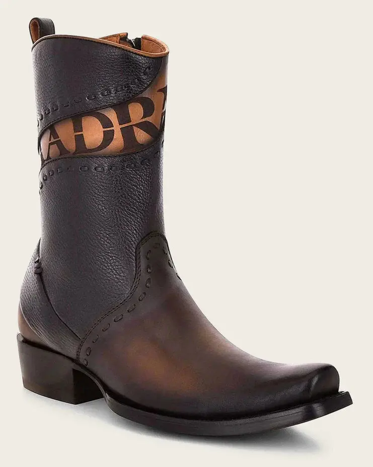 CUADRA MENS BROWN LEATHER BOOTS WITH ENGRAVED DETAIL CU559 1J2ERS