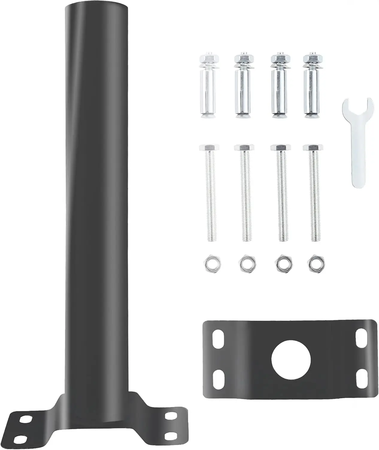 Light Pole Mount,Solar Lighting Mounting Bracket Extension Pole Kit Wall Black Metal Pipes Barn Lights Fixture Antenna Adaptor Outdoor Arm for Street Light,Wall Mounted Tire,Barn Lamp,Post Tree