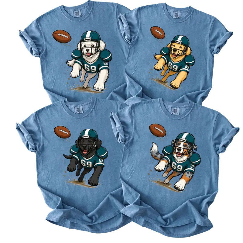 Comfort Colors 50+ Dog Breeds Available Football Shirt, Personalized Puppy Game Day Tee, Cute Pet Lover T-Shirt, Football Season Gift