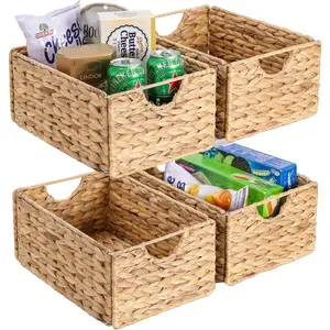 Set of 4 12.5 x 9.5 x 6in Hanging Wicker Storage Baskets for Pantry Bathroom Shelves Storage