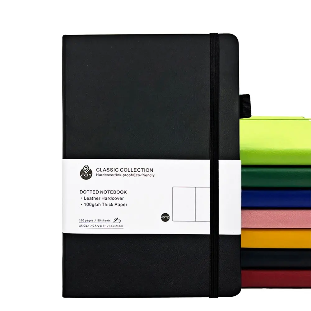 A6 Strap Notebook for Business and School Use, Simple PU Leather Hardcover Journal with Vintage Feel, Bookmark Included for Easy Organization, Hardcover Notebooks