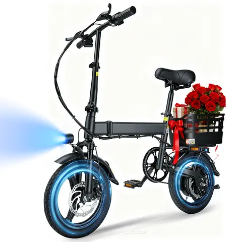 Unisex 14" Compact Folded City Commuter Ebike - 500W Motor Adult Folding E-Bike, 36V 12Ah Lithium Battery, 18MPH Max Speed, 30mi Range, 3 Riding Modes, Foam Adjustable Components, Adjustable Seat, Disc Brake System, UL GCC Certified, Beginners-Friendly,ou