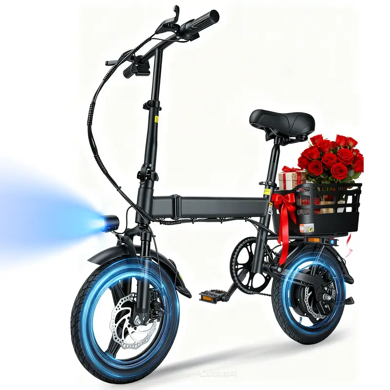 Unisex 14" Compact Folded City Commuter Ebike - 500W Motor Adult Folding E-Bike, 36V 12Ah Lithium Battery, 18MPH Max Speed, 30mi Range, 3 Riding Modes, Foam Adjustable Components, Adjustable Seat, Disc Brake System, UL GCC Certified, Beginners-Friendly,ou