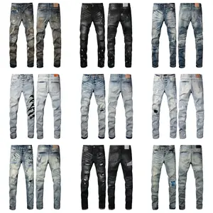 Jeans brand Jeans Men's Jeans Casual Comfort Holes Fashionable Straight Skinny Slim Fit Jeans, Ripped Stretch Jeans Denim Pants