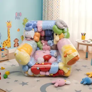 Clear PVC Storage Ottoman – Zippered Seat Organizer for Toys & Home Items