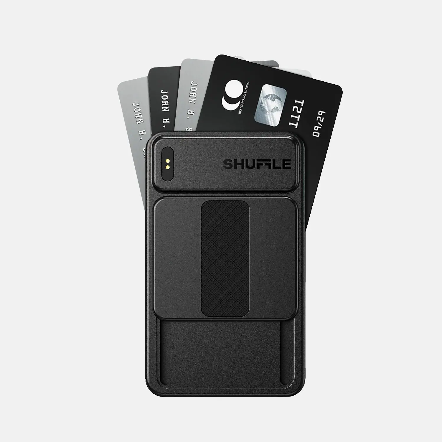 Shuffle Wallet 2.0 Minimalist Wallet, Fanning Card Holder with Built-in Tracker, RFID Blocking Slim Metal Wallet, MagSafe Compatible, Quickdraw Slot, Holds 7 Cards, 3 Colors