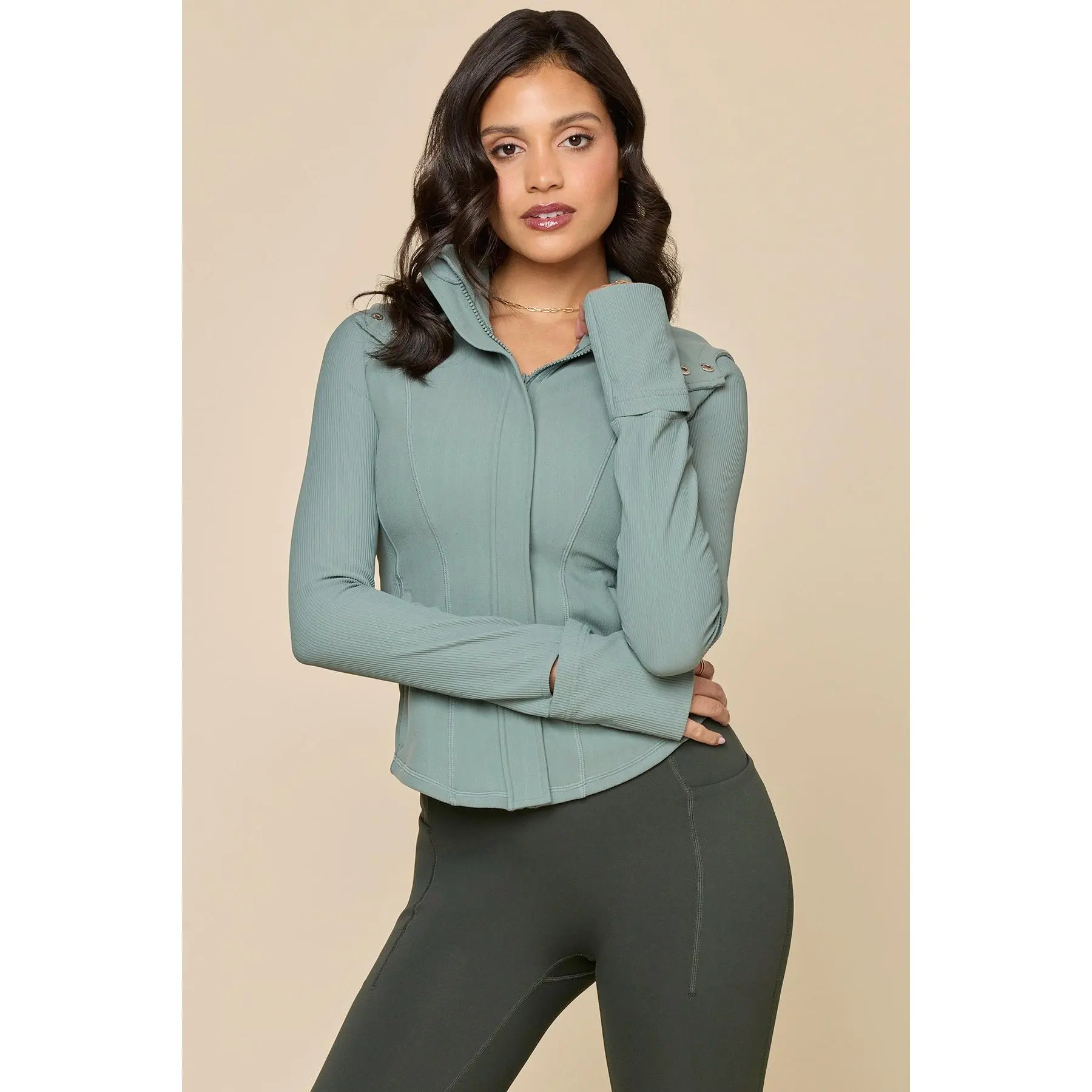 Corset Zip Jacket - Fog Green