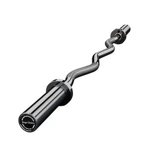 EZ Curl Barbell Bar, 47" Curl Bar for Weight Lifting, Home Gym Strength Training Bar for Squat, Hip Thrusts, Biceps, Chrome Curling Bar with 2 Spring Collars for 2 Inch Weight Plates, Black, Adjustable Weights Plates, Home Gym Kit