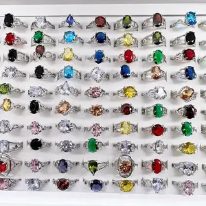 25pcs Elegant Colorful Ring Boho Sparkling Finger Ring Vintage Shiny Jewelry For Women Party Accessories, Random Styles, Colors, Sizes