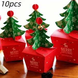 10 Christmas Tree Gift Boxes with Pop-Up Paper Trees, Perfect Holiday Gifts for Kids & Babies, Festive Small Gift Boxes
