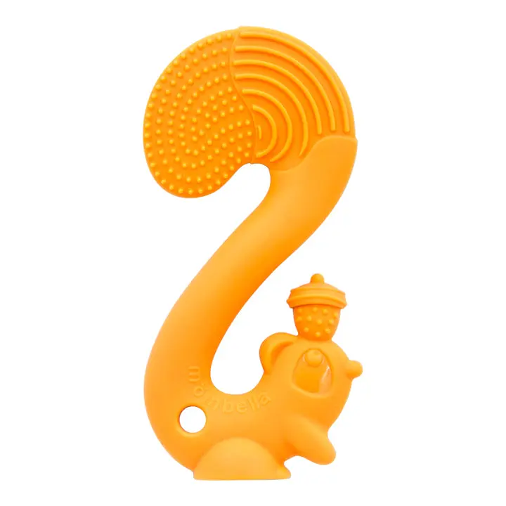 Mombella Squirrel Teether  2-in-1 Textured Silicone Teether  for 6+ Months