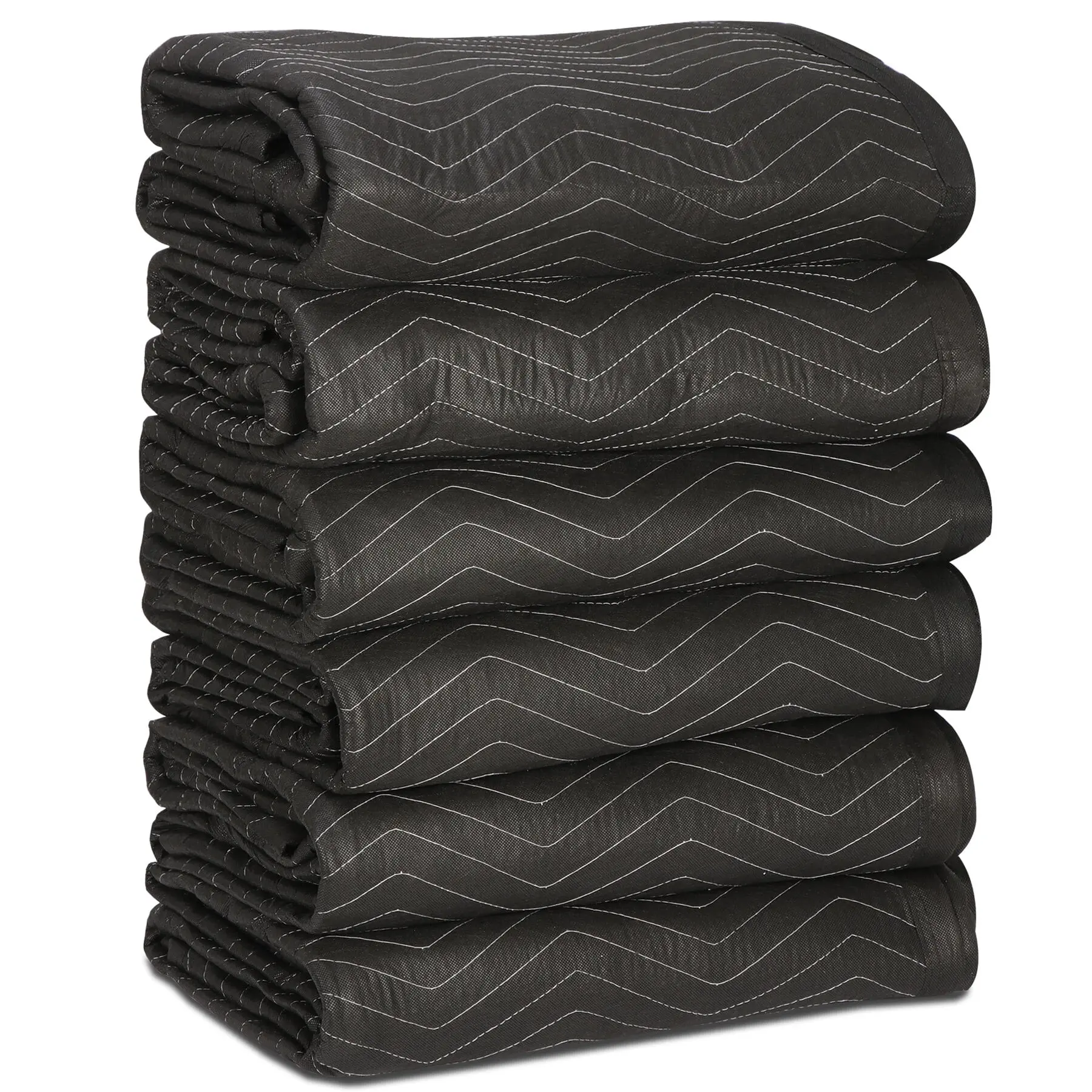Segawe 6-Piece Padded Moving & Packing Blankets - Heavy-Duty Non-Woven Fabric, 80"x72", 65 lb/dz Weight, Premium Recycled Cotton, Breathable Pad, Dual-Sided, Durable Protection for Camping & Hiking Sleeping Gear