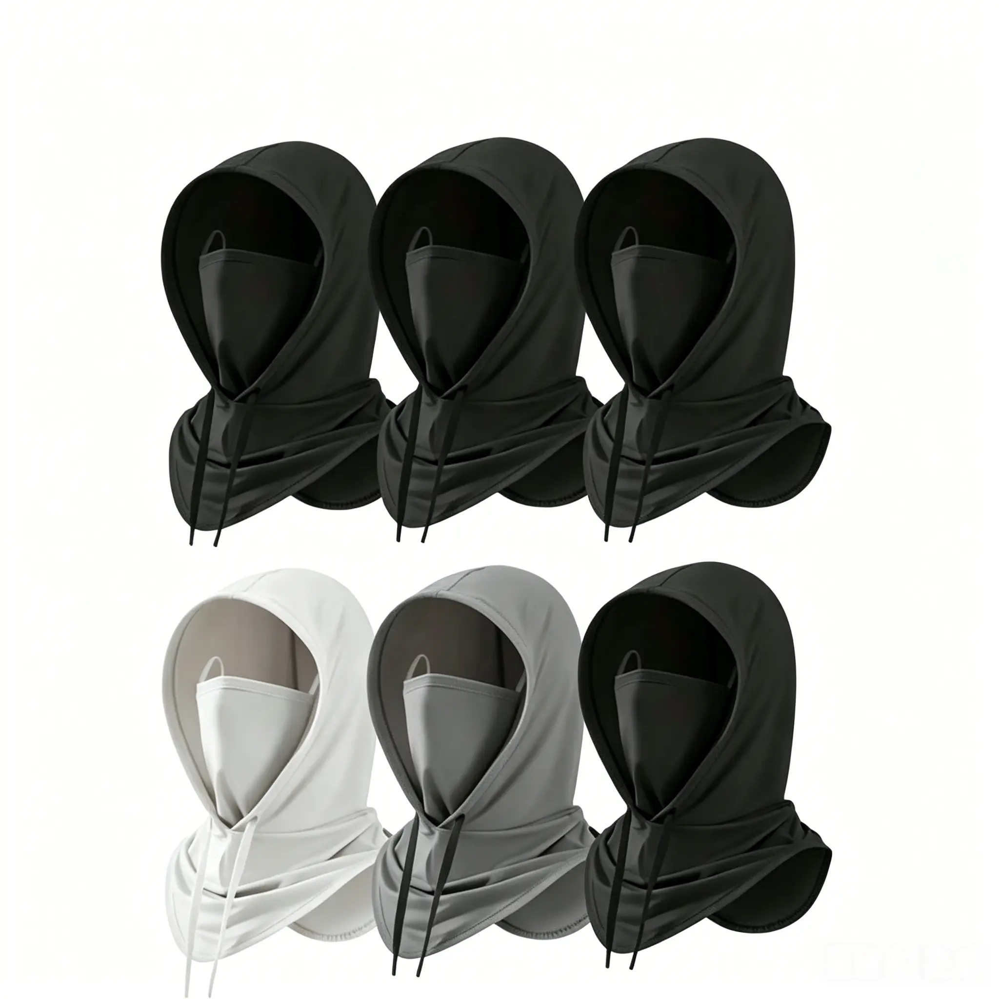 Adult 6/3-Piece Balaclava Cap Set - 3 Black, Adjustable, 1-Size Cooling Breathable Hood Balaclava Face Cover, Sun UV Protection Full Head Mask for Men, Offroad Motorcycle Cycling, Halloween Gift, Cooling Breathable Balaclava