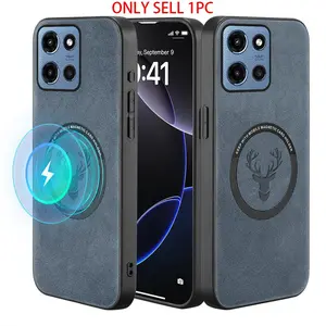 Luxury PU leather phone case for MOTO G Power 2025 /G 2025 /G 5G 2024/G Play 2024 5G /G Play 2024 4G /G Power 2024 5G/G Stylus 5G/Edge 60 Pro/G86 Some models support MAGNETIC, Support car holder, protective, high-quality, Père David's deer, Accessories