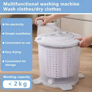 Manual Washing Machine for Laundry and Dishwashing, Ideal for Laundromats, Camping, Rvs, Dormitories, Non-Electric Hand Crank Washer, 4.41 Lbs Capacity