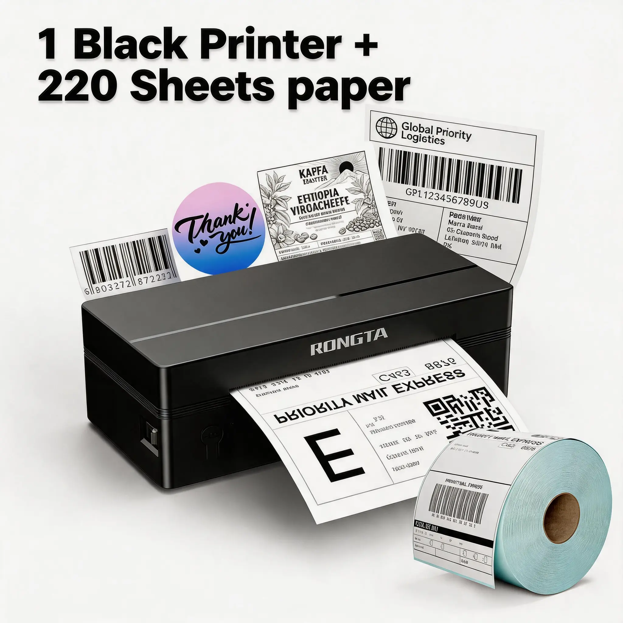 RONGTA Portable Handheld Thermal Label Printer, 4"x6" Shipping Label Included for Shipping Needs, Shipping Label Printer