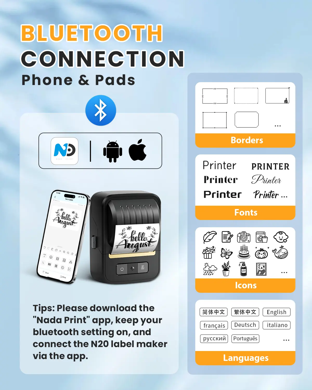 NDYIN N20 Smart Bot Label Maker –Bluetooth Business Portable Inkless ...