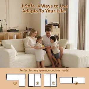 Couch Sectional U-Shape Cloud L-Shaped Convertible Sofa with Multiple Modules Space Saving Loveseat