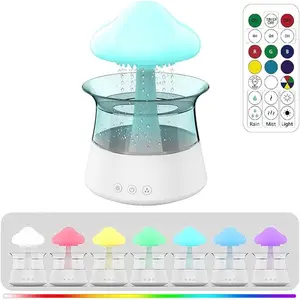 Rain Cloud Humidifier - Sleep Aid Humidifier with Remote Control, 7 Colours led Lights and Essential Oil Diffuser, Mushroom Humidifier with Sleep Relaxation Emotional Rain Drop Sound for Bedrooms and Large Rooms (White)