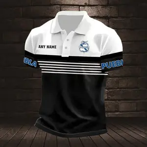 LIGA MX Club Puebla Personalized Name Stripped Multi Color Polo Design ST2501