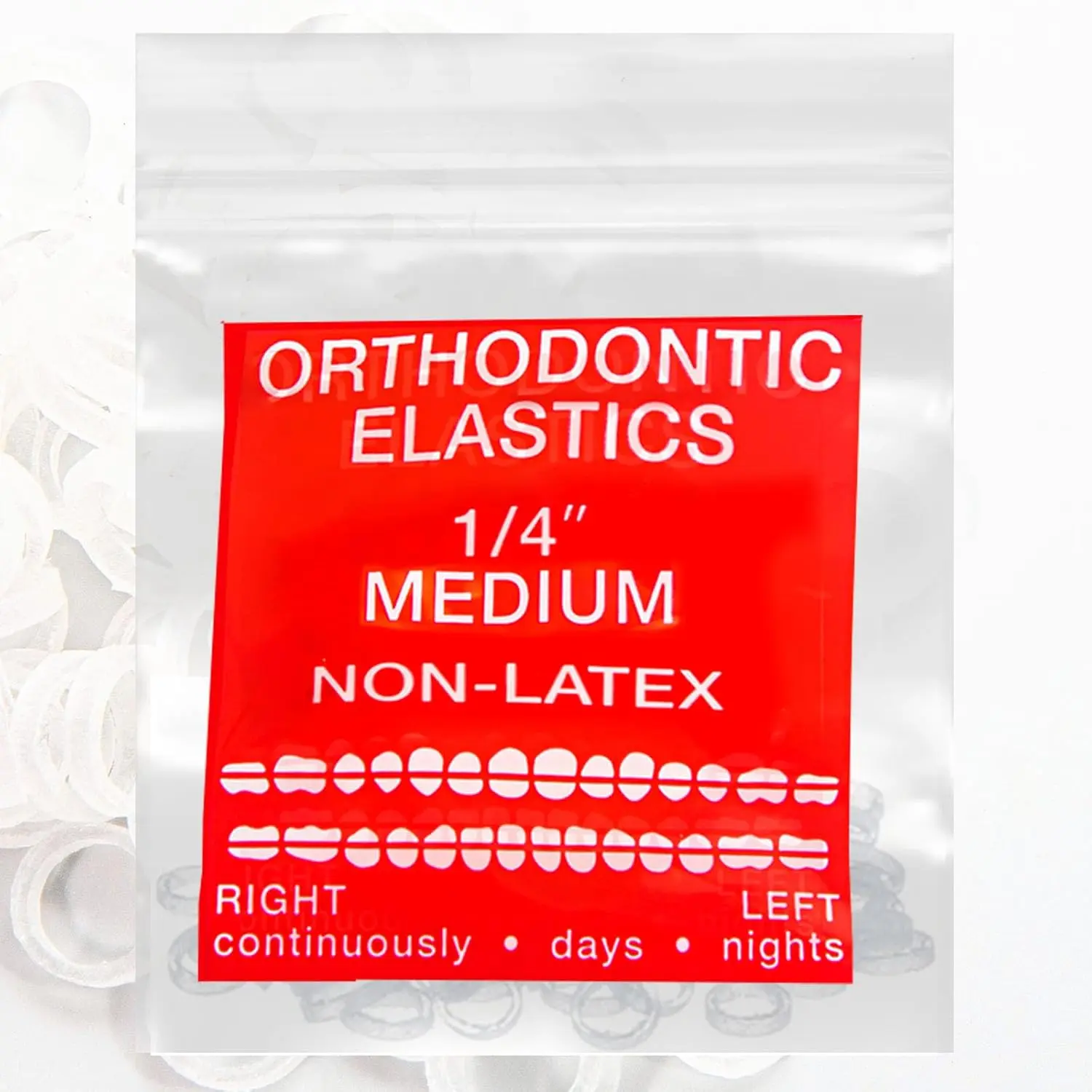 Orthodontic Elastic Bands, 1/4 Inch Medium 5 oz Force - 100 Count Medical-Grade Non-Latex Dental Accessory for Braces, Made in USA, Dental Orthodontic Accessory, Orthodontic Accessories