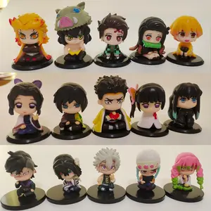 Demon Slayer Figure Toy Anime Kimetsu no Yaiba Q Version Sitting Tanjiro Nidouzi Inosuke Zenizu PVD Figurine Model Doll Gifts