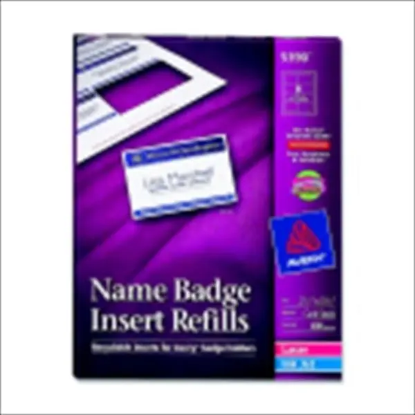 Avery 1054629 Laser & Inkjet Name Badge Insert Refill Sheets - White Plastic, Micro-Perforation, PVC-Free, Compatible with Laser Printers, 400-Count Name Decals Pack