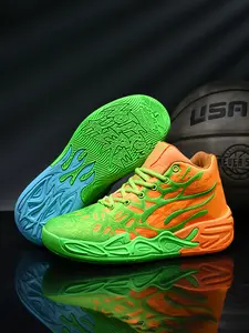 1 Pair Unisex Outdoor Basketball Shoes Sports Shoes - Breathable Upper+Rubber Outsole+Streamlined Gripping Design Suitable for Students Outdoor Practice+Basketball Training+Daily Wear, Cushioning Rebound & Anti-Slip Wear-resistant & Dynamic Trendy