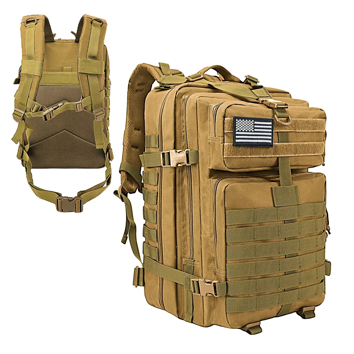 Wolt 45L Tactical Backpack for Adults - 900D Polyester Durable Army Rucksack, Multi Compartment Backpack for Outdoors Hiking & Survival Camping, Tactical Backpacks