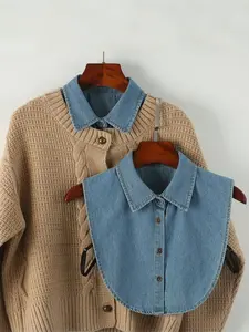 Men's and women's denim Jean false collars are simple and versatile, making them a must-have for layering. They are suitable for various occasions such as daily life and the workplace Coordinate Faux Fashion