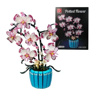 TYCOLE-Flowers Botanicals Pink Orchid Building Set - Artificial Flower Building Blocks for Adult Women, Indoor Plant Home Decor Bonsai Mother's Day Birthday Gift for Adults Kids Girls 8+ (779 PCS)Mother's Day gift
