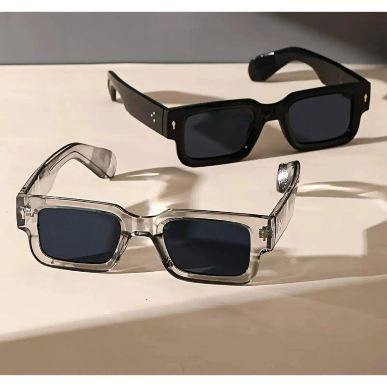 2-Pack Unisex Retro Square Polarized Sunglasses, Trendy Y2K Style UV400 Anti-Glare Eyewear, Lightweight Fashion Shades, Summer Travel Essentials for Beach Trips, Casual Travel, Daily Outfits & Streetwear Looks