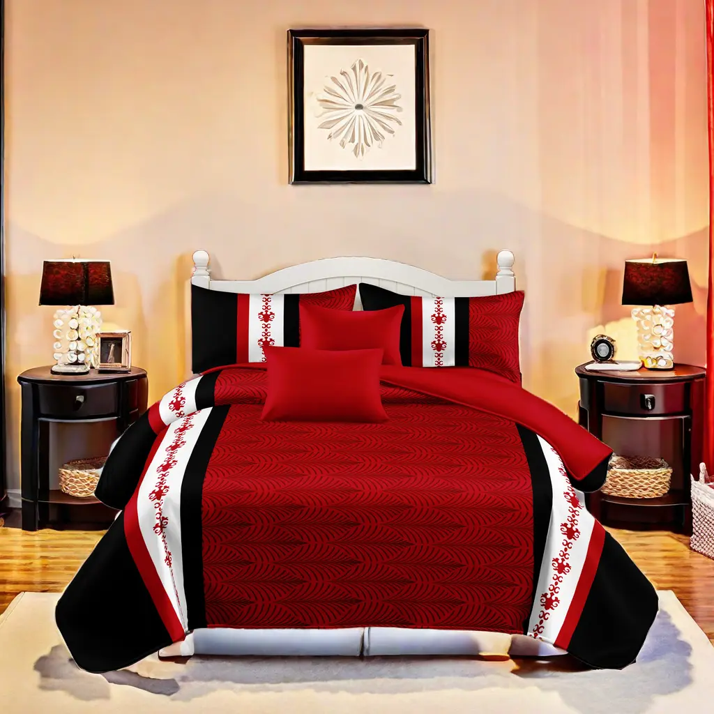 Farmhouse 9-Piece All Season Bed Set 2-in-1 Dual Bedspread 2 Printed 4 Solid Semi-Sheer Curtains 2 Pillowcases Soft Bamboo Microfiber Fade Resistant Washable Queen King Cal King Universal Holiday Home Gift