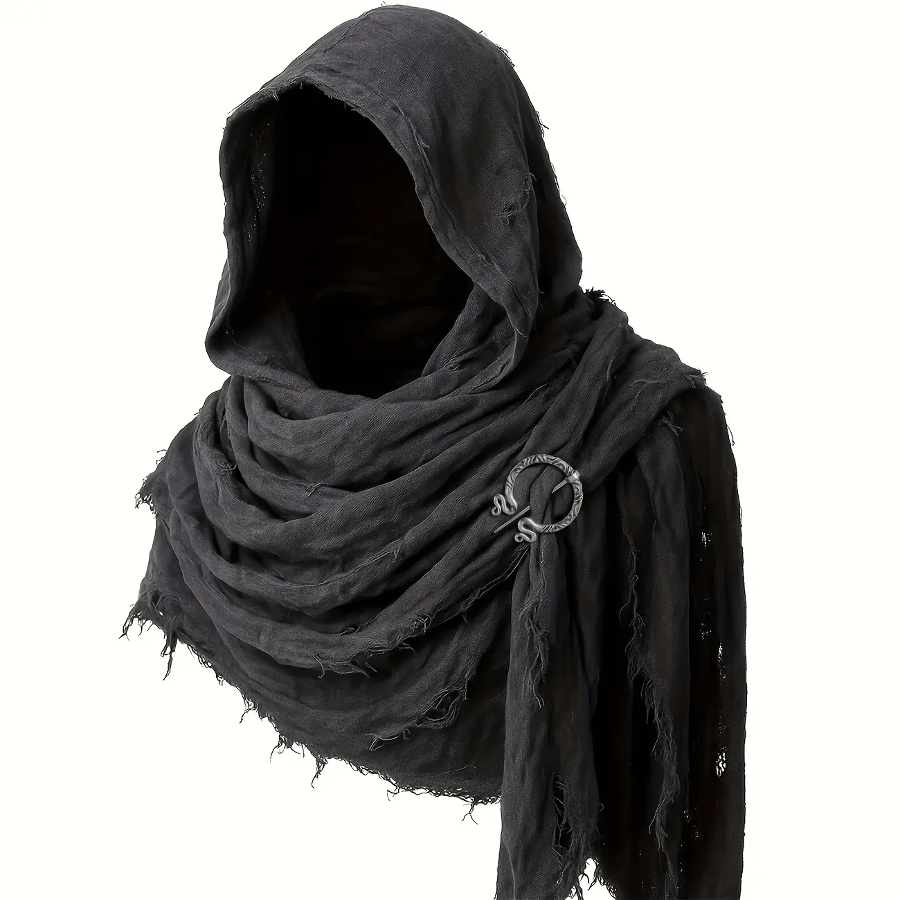[Halloween] 1pc Medieval Cloak Shawl Hooded Scarf - Renaissance Costume Additions with Viking Brooch, Unisex Y2K Viking Shawl for Renaissance, Halloween And Themed Parties - Lightweight Durable Brooch Shawl, Without Battery
