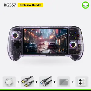 Anbernic RG557 Handheld Console【Buy 1 Get 1 HDMI Cable(8K)+1 Multi-Port Adapter+1 Type-C Cable+Joystick Cap*2 Pairs 】 Android 14 AMOLED Touch Screen 1080*1920 Dimensity 8300 Processor Octa-core CPU Six-axis Gyroscope Sensor Ready to Use Gift Package