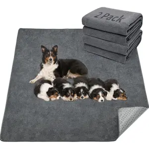 Extra Large Reusable Dog Mat for Floor, Non-Slip Washable Pee Pads for Dogs, Fast Absorbent Pet Whelping Pads, Puppy Playpen Mat for Incontinence, Housebreak, Crate