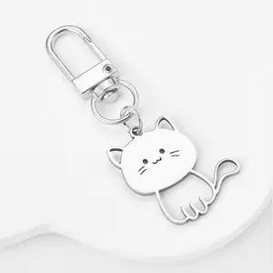 Stainless Steel Cat Keychain, Cute Cat Charm Pendant, Couple Key Chain Pendant, Durable Stainless Material, Perfect Gift Idea