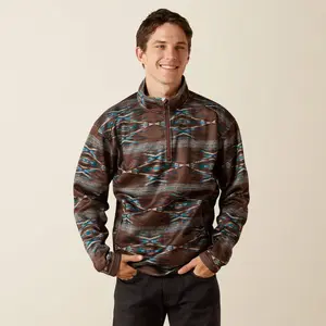 ARIAT BROWN SOUTHWEST CALDWELL LOGO 1/4 ZIP UP SWEATER- 10062620