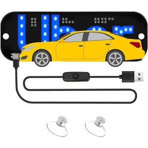 LED Light Sign for Car, Taxi Windshield Light Sign, USB Car LED Display with Suction Cups, Dual-Color Conversion, USB Plug, Improve Night Visibility (Blue+Pink)