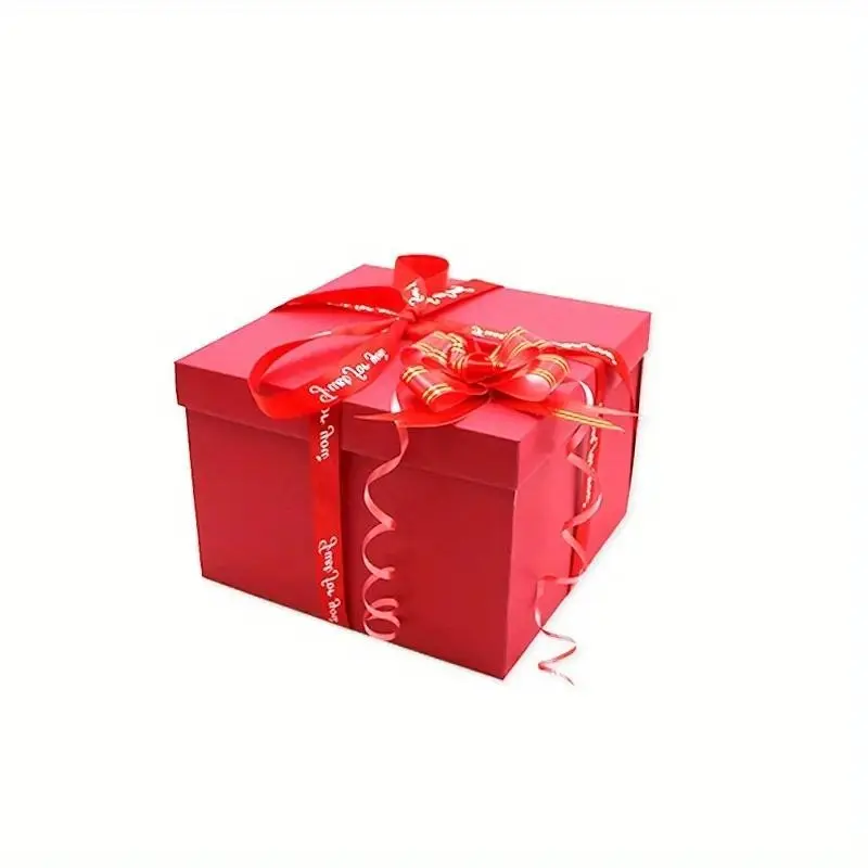 5-Layer Christmas Surprise Explosion Gift Box with Ribbon, Multi-Pocket Snack Candy Chocolate Storage, Perfect for Birthday Holiday Festive Occasions