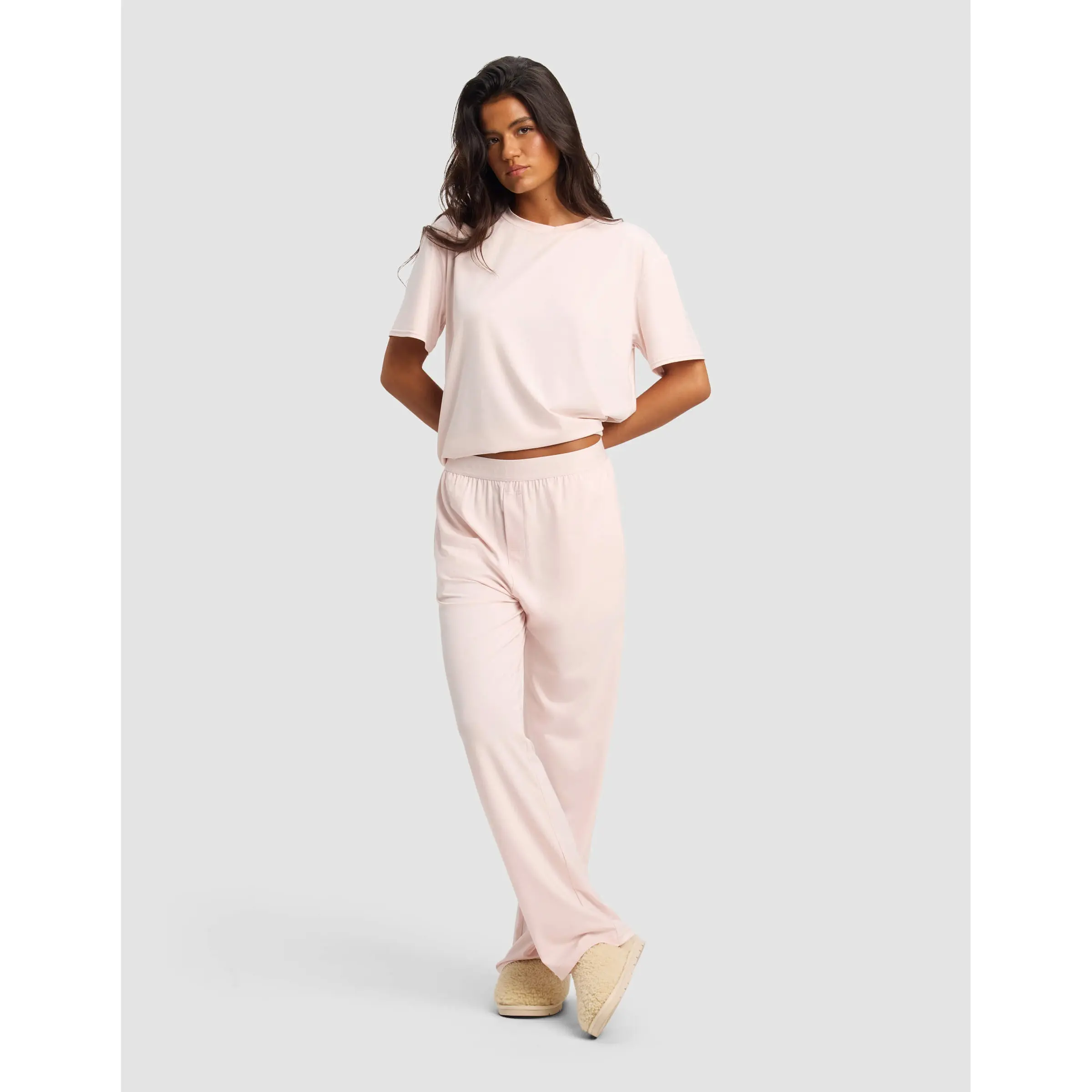 Cozy Earth Women’s First Layer Pajama Short Sleeve Tee & Pant Set | Ultra-Soft Bamboo Viscose Sleepwear Set Cotton Fabric