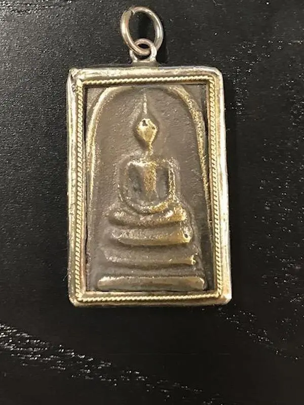 Rectangular Thai Amulet of Seated Buddha
