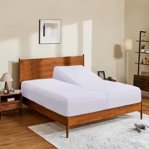 Split King 2 Pack Twin XL 100% Egyptian Cotton Fitted Sheets 600 Thread Count 16" Deep Pocket White
