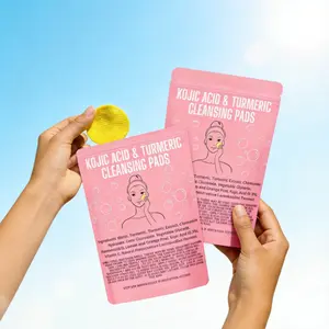 PHOR ESSENTIALS Kojic Acid & Turmeric Cleansing Pads 2 Piece Pack Gentle Daily Exfoliating Pads for Dark Spots Brightening & Smoothing Cleanser for Sensitive Skin