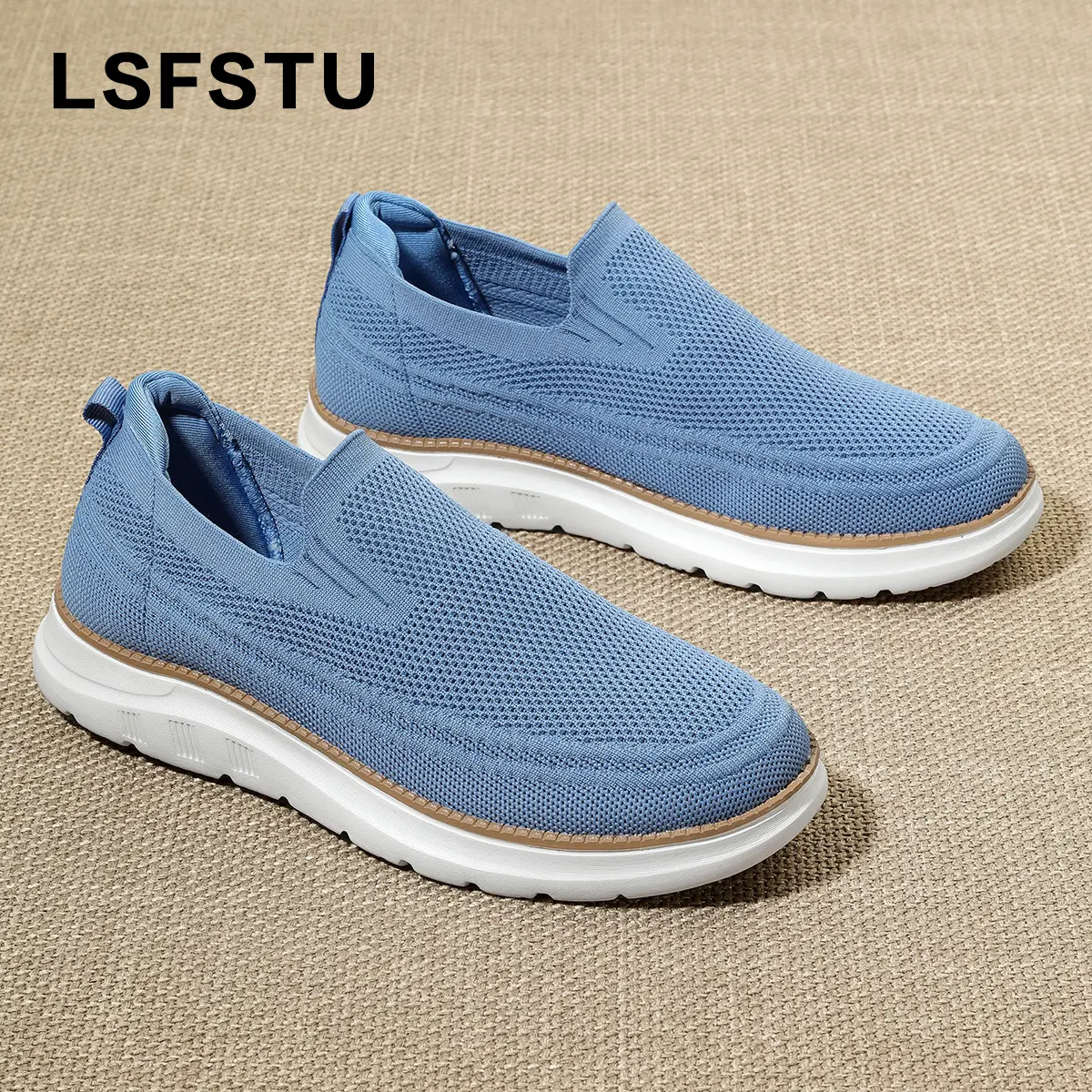 Men's Low-Top Walking Shoes, Comfortable Slip-On Moccasin Sneakers, Lightweight Breathable Footwear for Driving