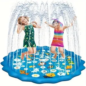 Water Splash Pad, Splash Proof Water Play Pad, Outdoor Lawns, Beaches, Gardens, Summer Parks and Yard Toys, Inflatable Water Slide, Inflatable Pool, Paddling Pool, Kids Toys, Inflatable Water Sprinkler, Inflatable Floating Bed, Pool Floats